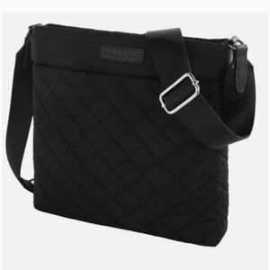 Bugatti Quilted Nylon Crossbody Shoulder Bag Black